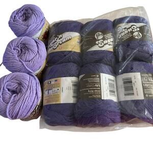 Lot Sugar ‘n Cream Cotton Knit Crochet Thread Soft Violet (3) & Grape Raisin (6)